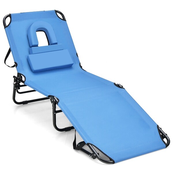 Costway 5Position Adjustable Backrest Beach Chaise Lounge Chair with