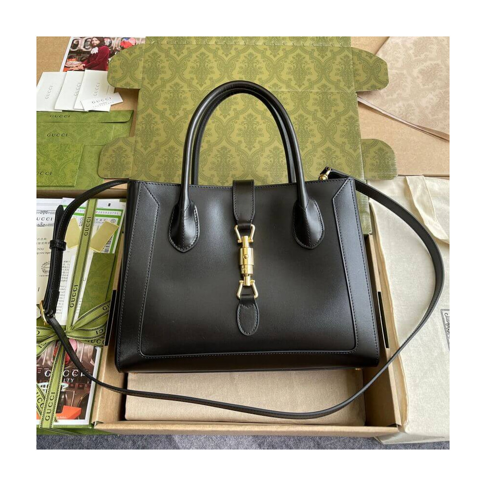 Gucci Jackie 1961 Medium Tote Bag in Black Leather 30cm