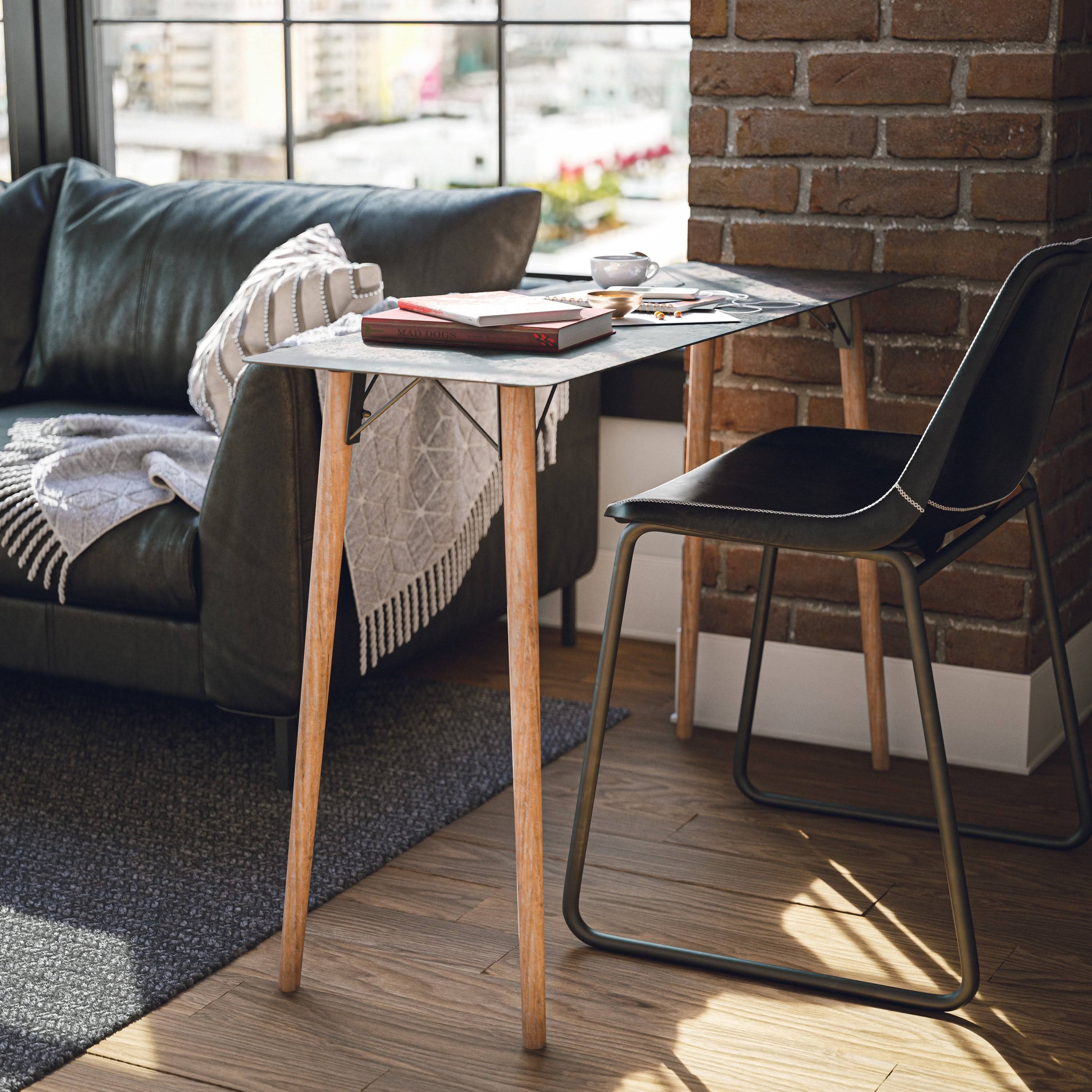 Langdon Console Table with Rust and Distressed Wood - 47x22 x 32x22 - Brown - Metal