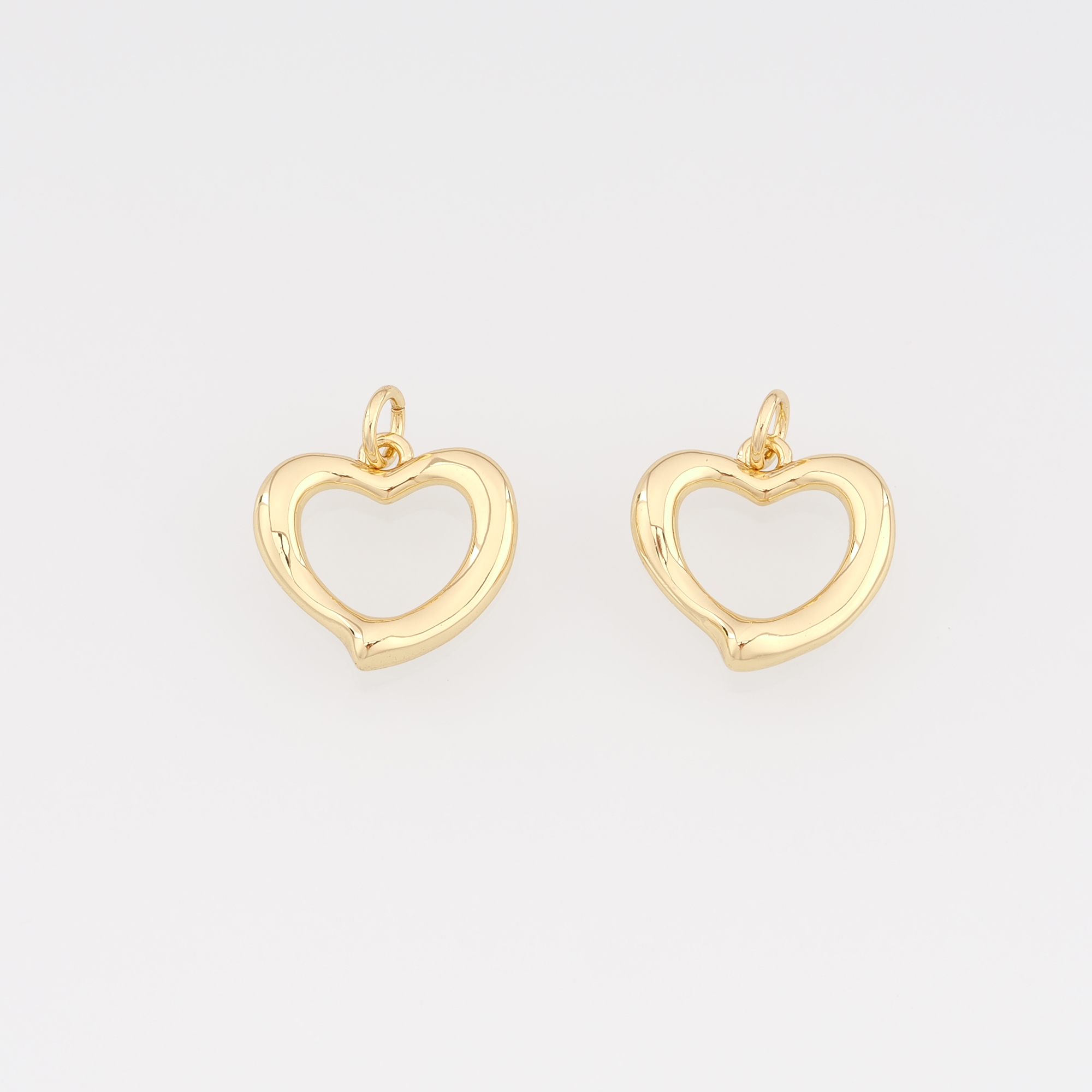 18K Gold Filled Heart Pendant,Gold Heart Charm Earrings Necklace for DIY Jewelry Making Supply