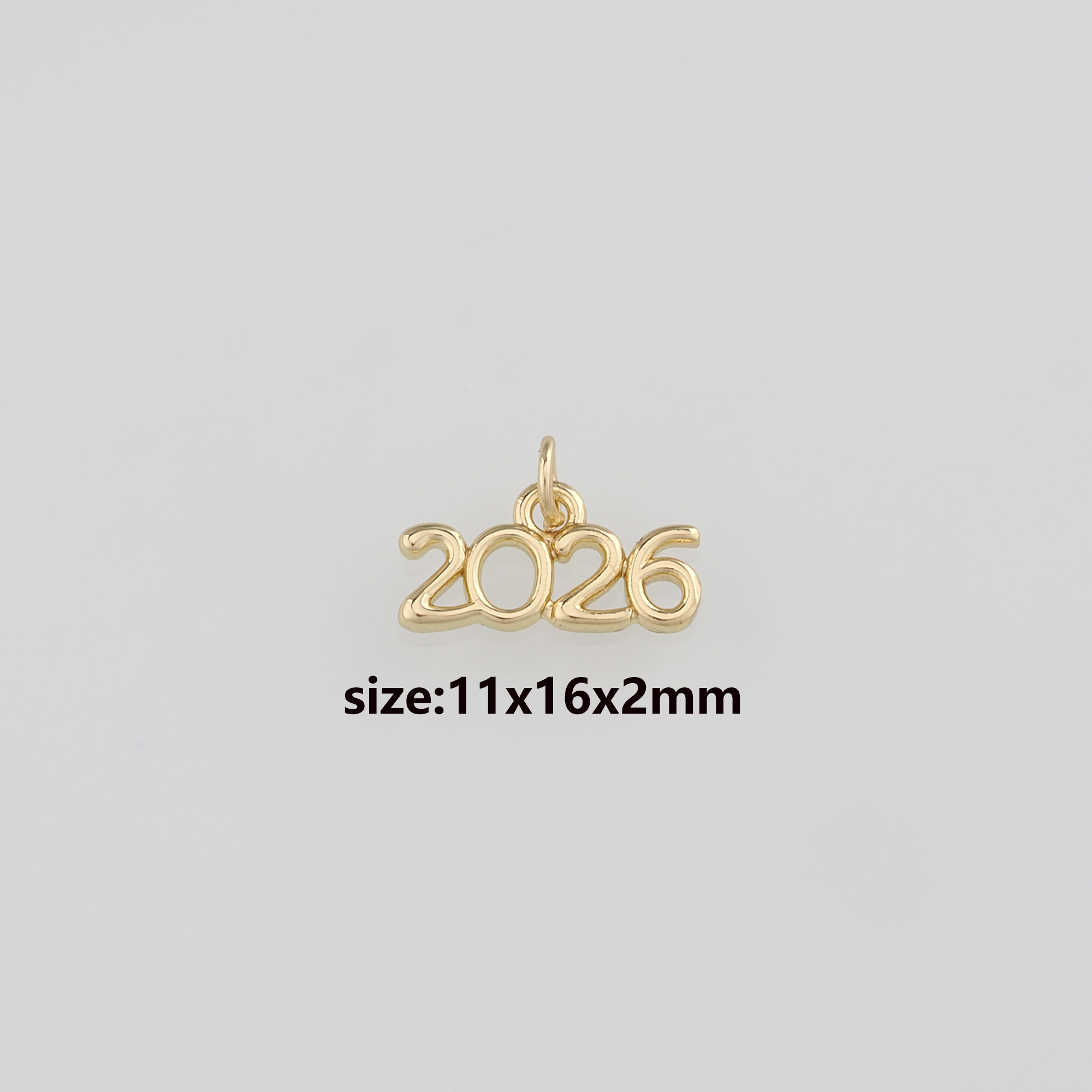 18K Gold Filled Year 2026 Pendant,Dainty 2026 Number Charm Earrings Necklace for DIY Jewelry Making Supply