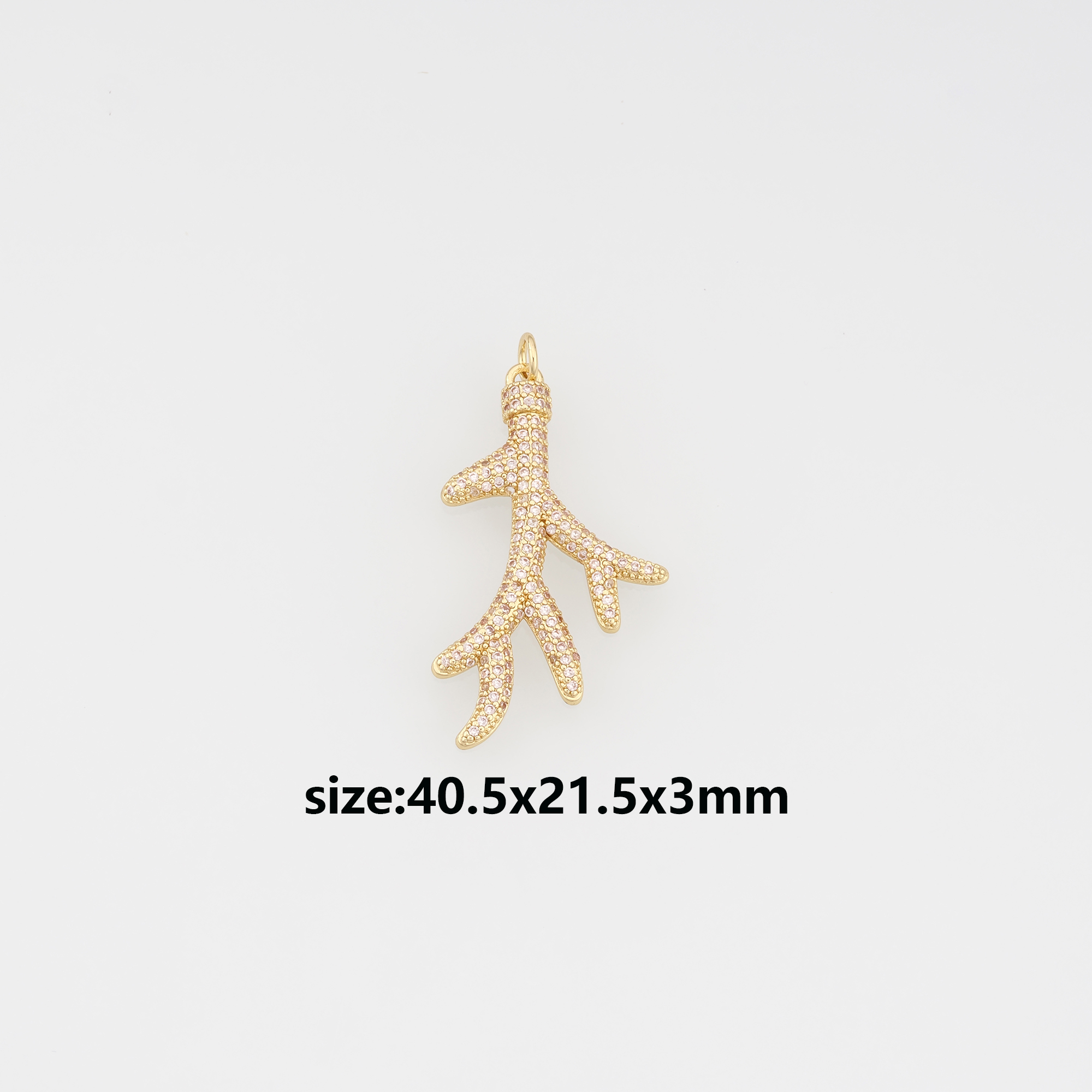 18K Gold Filled Coral Pendant,CZ Micro Pave Coral Charm Earrings Necklace for DIY Jewelry Making Supply