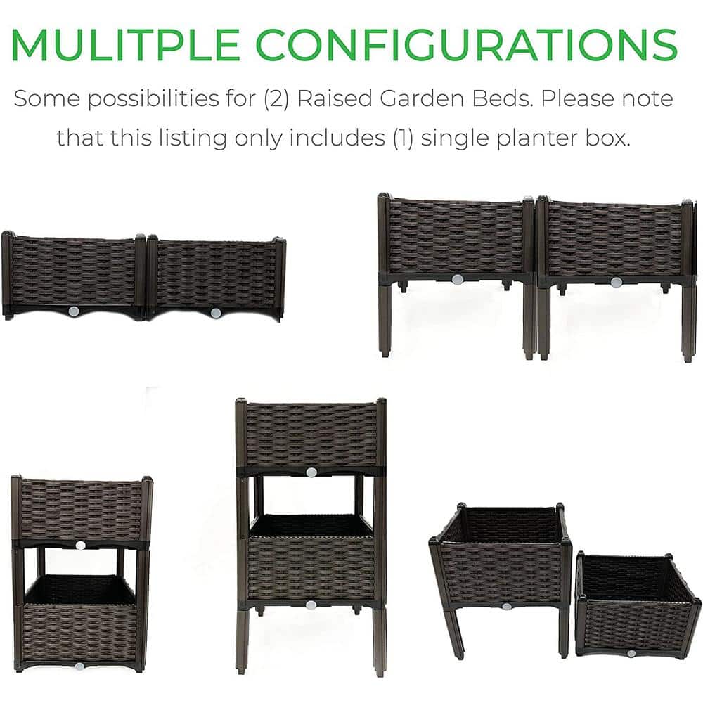 BACKYARD EXPRESSIONS PATIO? HOME? GARDEN Backyard Expressions 16 in. x 16 in. x 18 in. Resin Wicker Elevated Garden Bed 911216