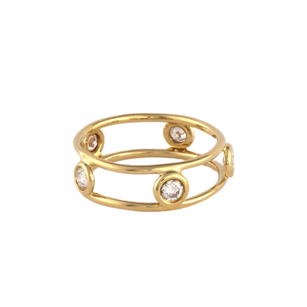 Tiffany & Co. Elsa Peretti Double Wire 5PD Ring 18K Yellow Gold Diamond