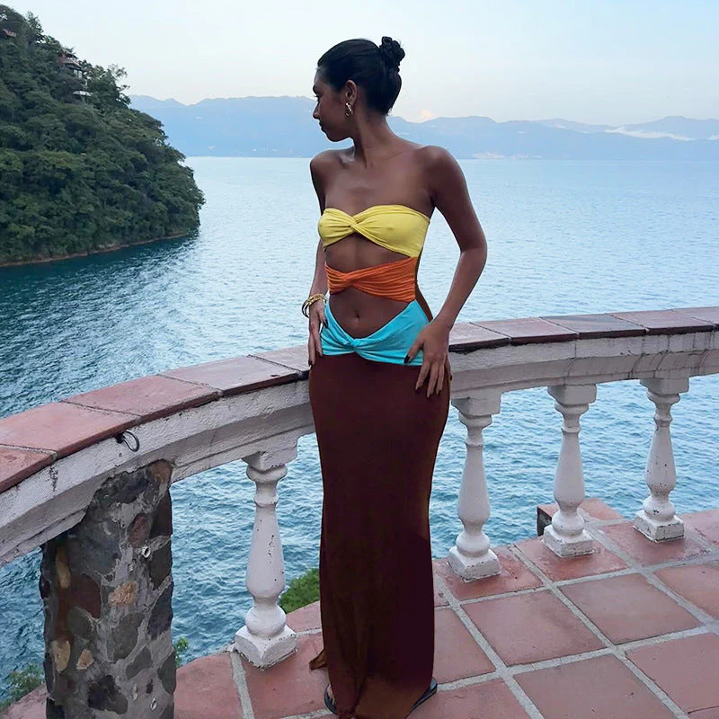 Strapless Twisted Front Maxi DressClistos