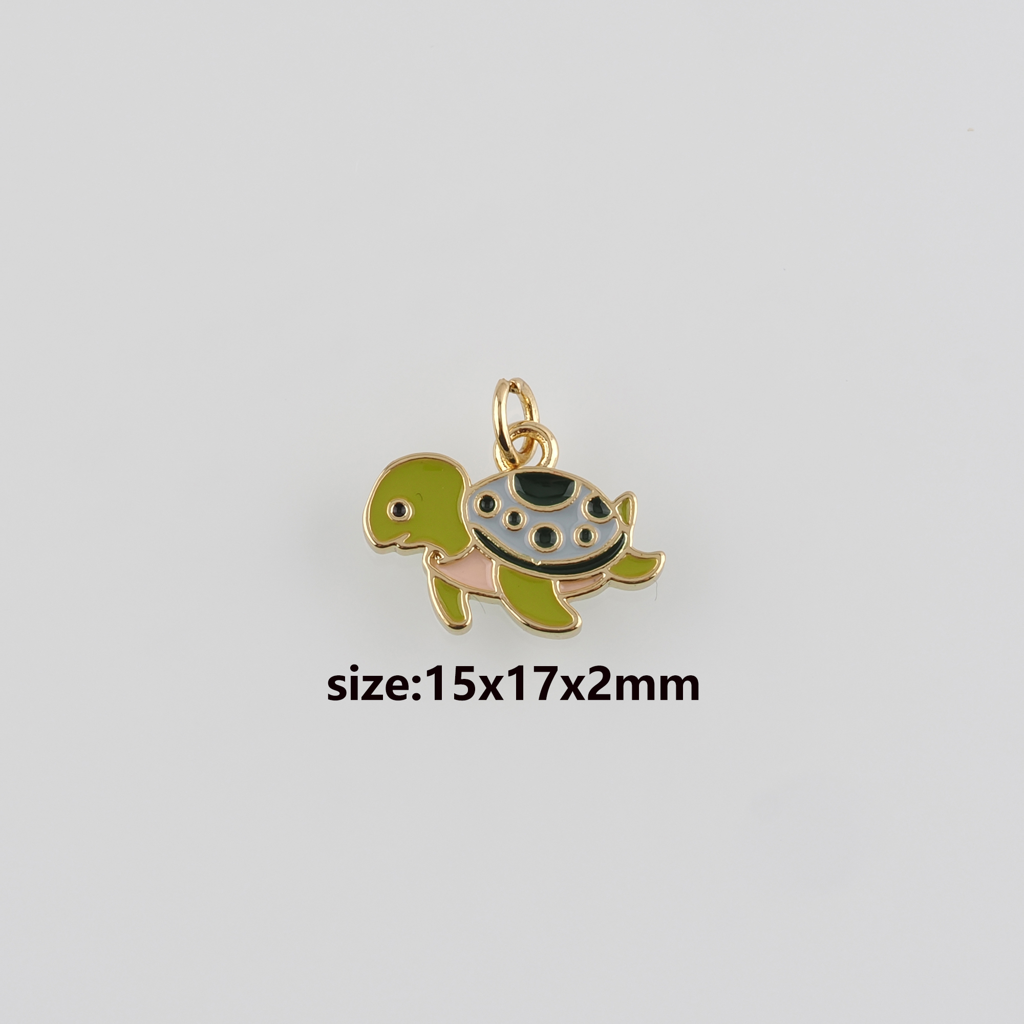 18K Gold Filled Turtle Pendant,Enamel Turtle Charm Earrings Necklace for DIY Jewelry Making Supply