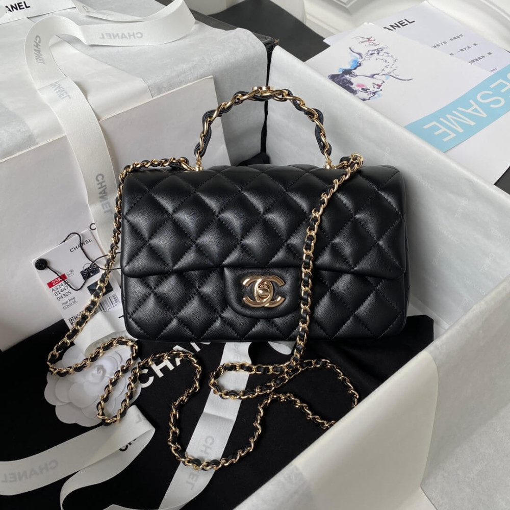 Chanel Mini Flap Bag With Metal Top Handle