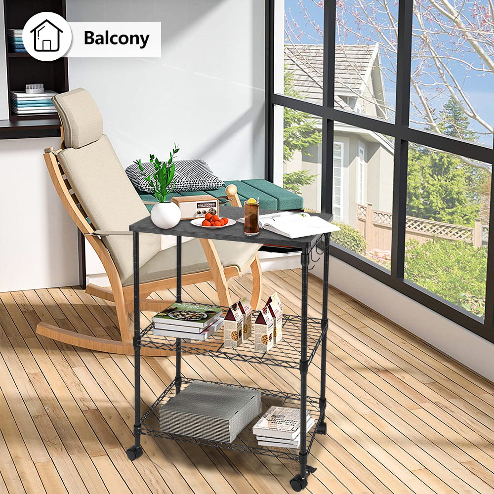 SESSLIFE 3 Tiers Kitchen Storage Cart, Kitchen Island, Oven Stand Coffee Bar, Multifunctional Workstation for Kitchen, Living Room