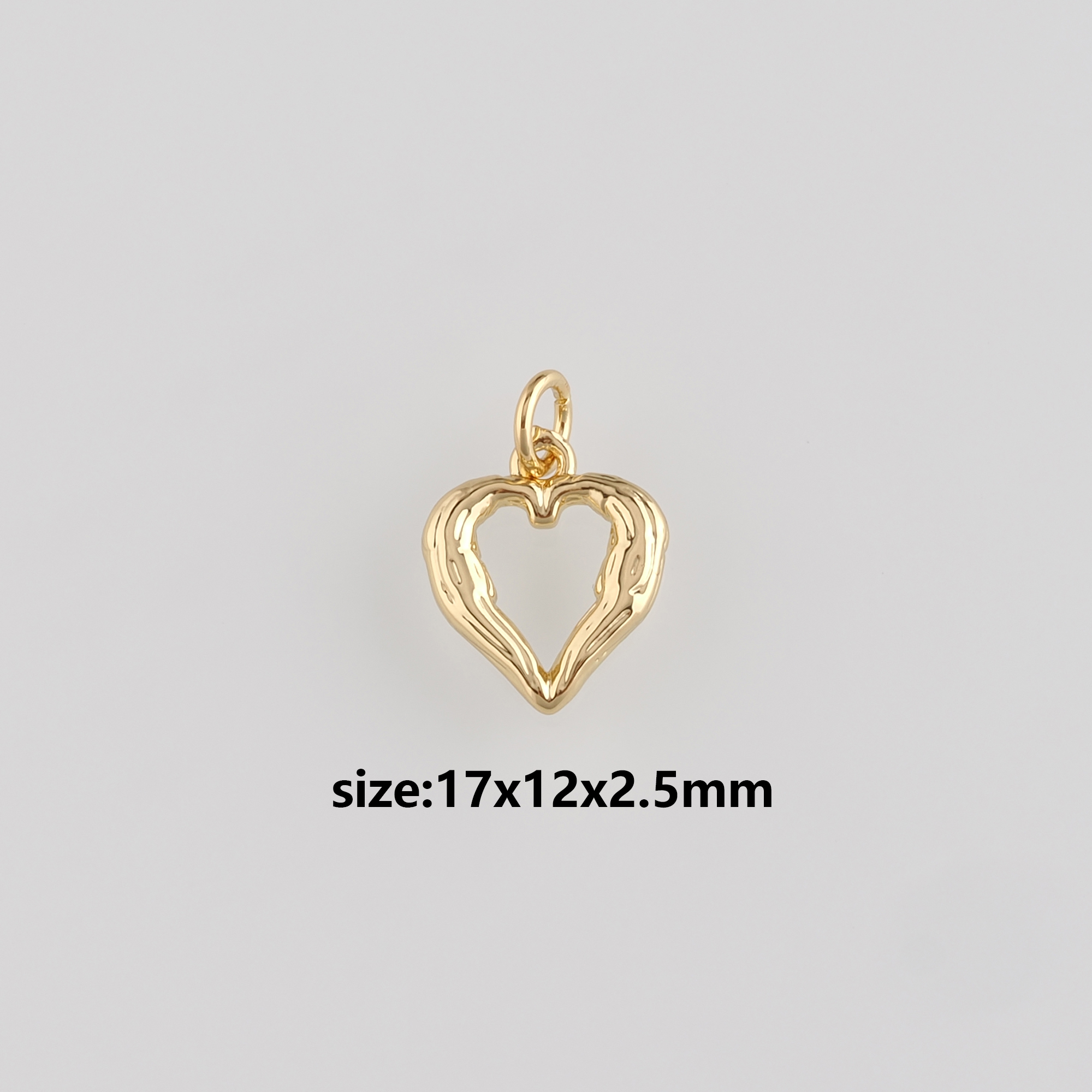 18K Gold Filled Heart Pendant,Heart Charm Earrings Necklace for DIY Jewelry Making Supply