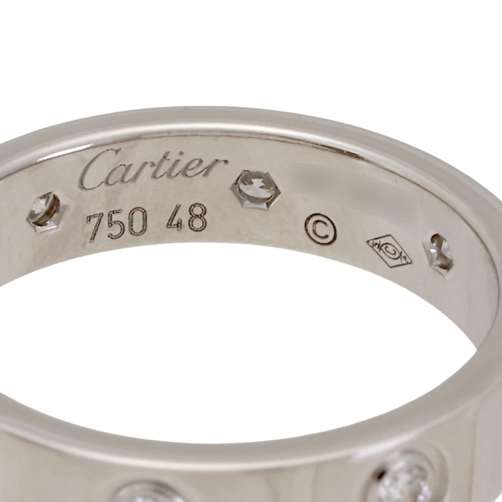 Cartier Love Sm 8 Diamonds Ring 18K White Gold Diamond B4050600