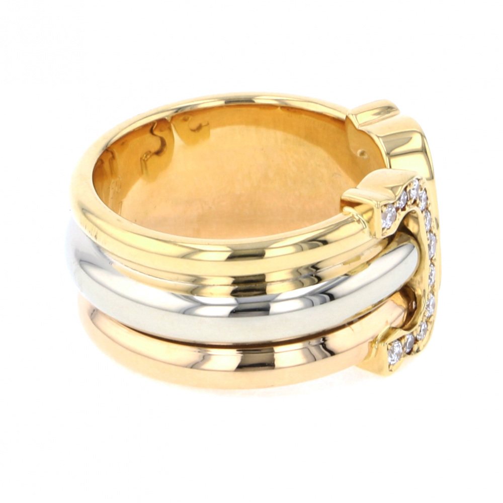 Cartier 2C #47 Ring Tri-Gold Diamond