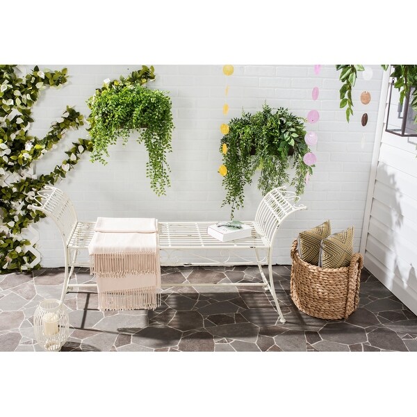 SAFAVIEH Outdoor Living Hadley Victorian Iron 56inch Bench.