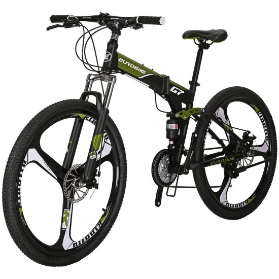 YH-G7 Folding Mountain Bike 27.5 Inches Wheels 21 Speed Full Suspension Dual Disc Brakes Foldable Frame Bicycle for Men