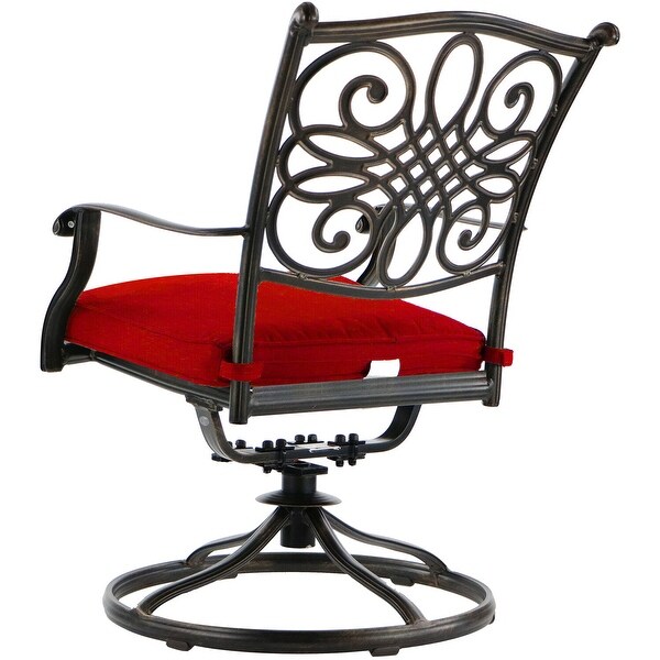 Cambridge Seasons 7Piece Dining Set in Red with 2 Swivel Rockers,4 Dining Chairs,and a 72In. x 38In. Casttop Table
