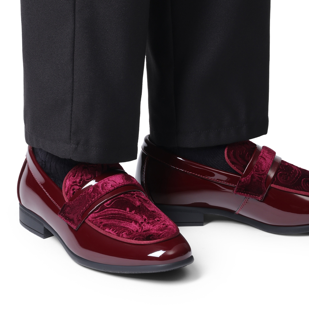 Boy's Tuxedo Patent Classic Velvet Loafers