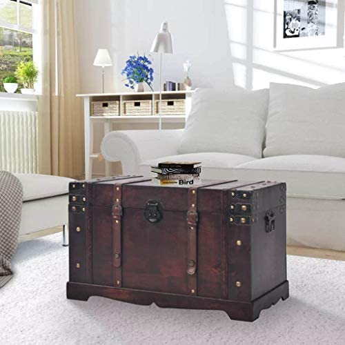 vidaXL Vintage Treasure Chest Wood Storage Trunk Organizer Box Side Stand