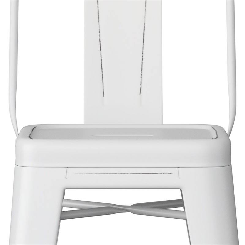 Atlin Designs 30x22 Metal Curved Back Bar Stool in Distressed White (Set of 2)