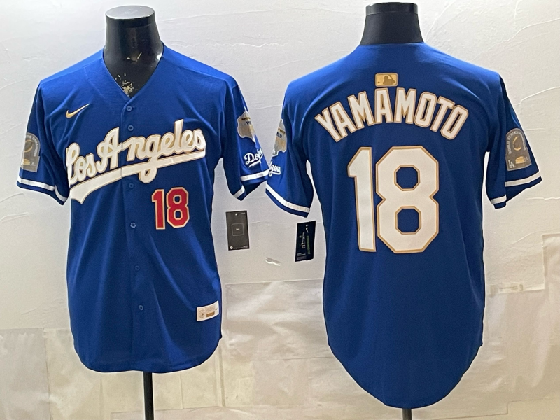 Men's Los Angeles Dodgers Yoshinobu Yamamoto #18 Royal 2026 Gold Collection Stadium Jersey
