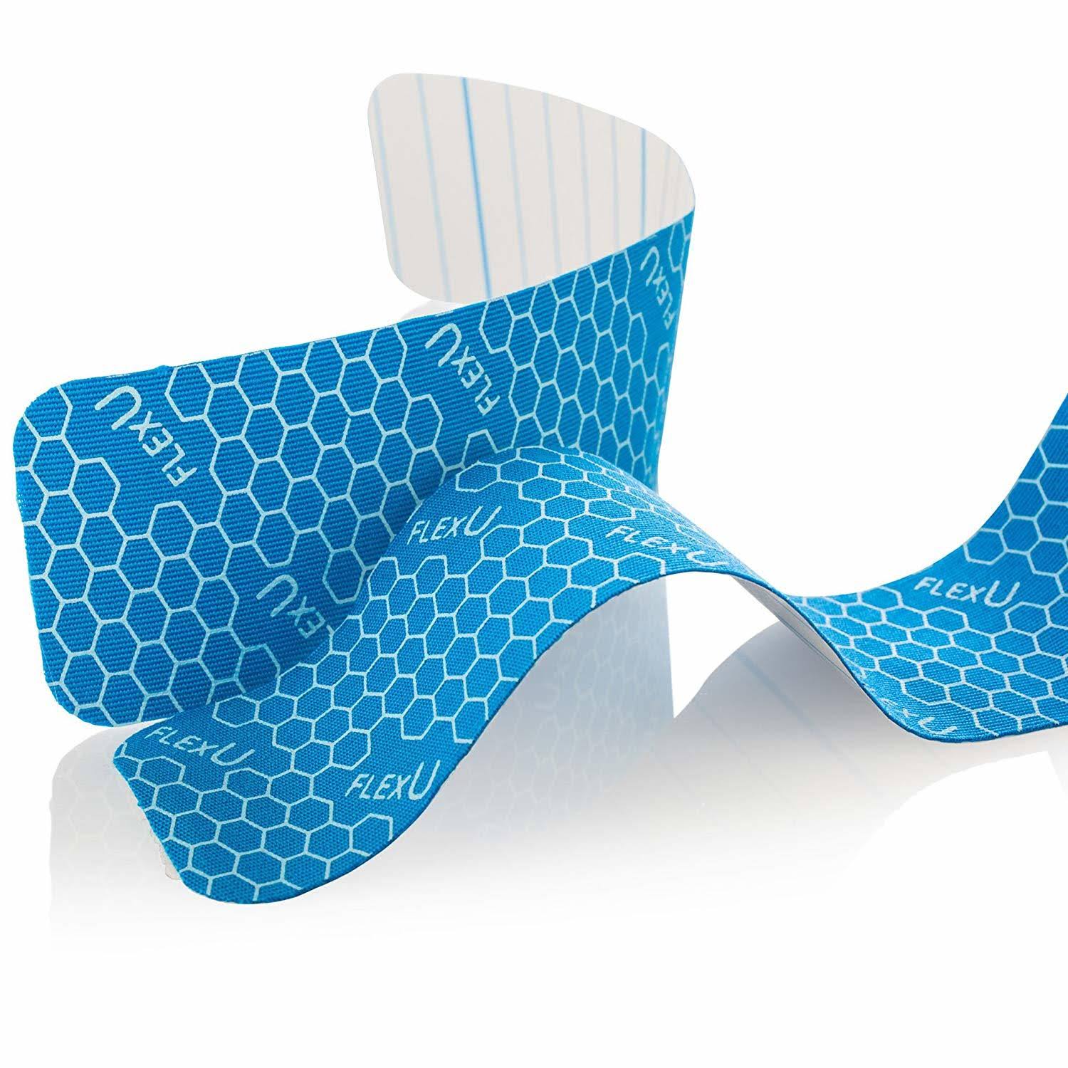 FlexU Blue Kinesiology Tape; 140 Precut Strips (115 Feet) Bulk Pack; Advanced Strength and