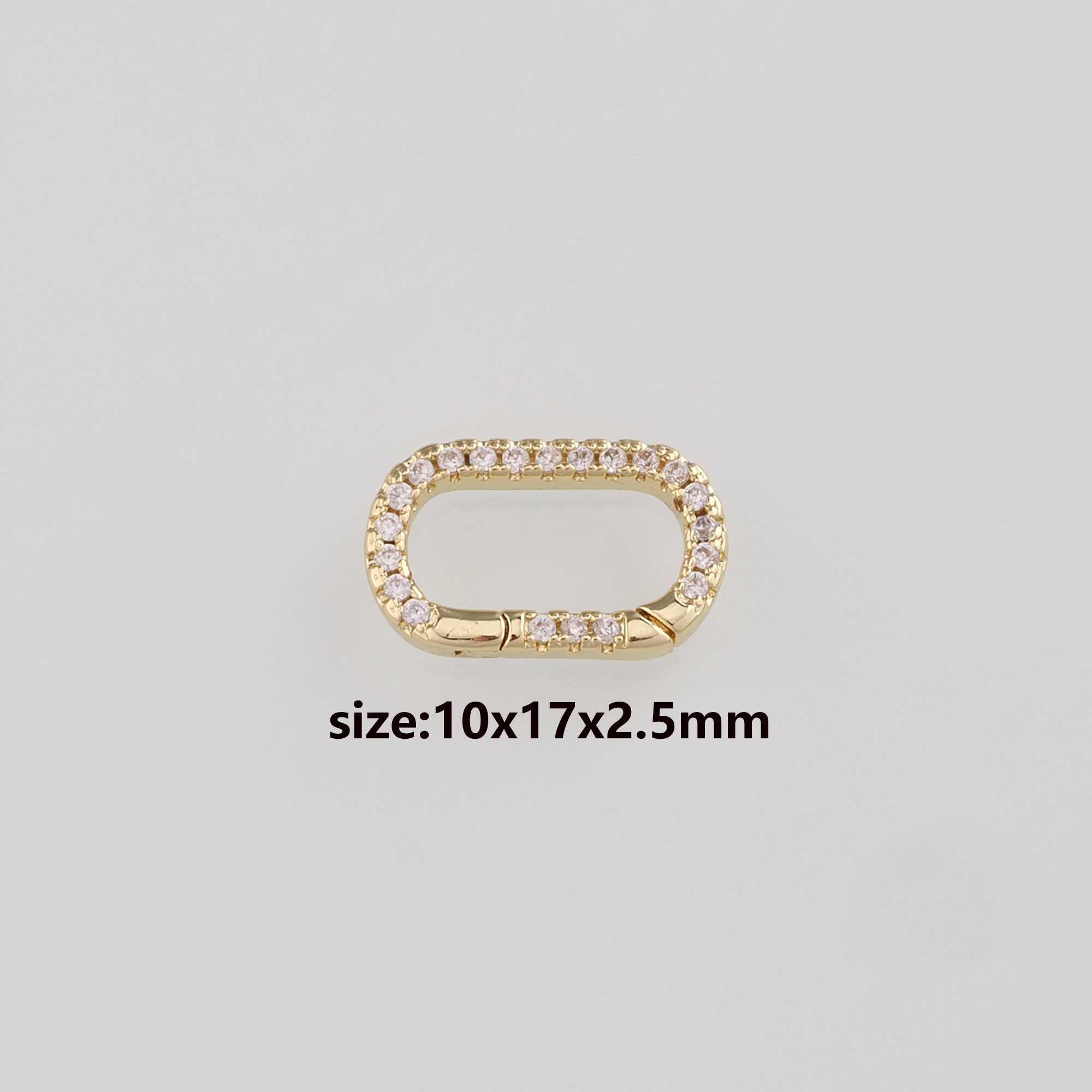 18K Gold Filled Oval Carabiner Clasp,CZ Micro Pave Snap Buckle Bracelet Necklace for DIY Jewelry Finding Necklace Bracelet