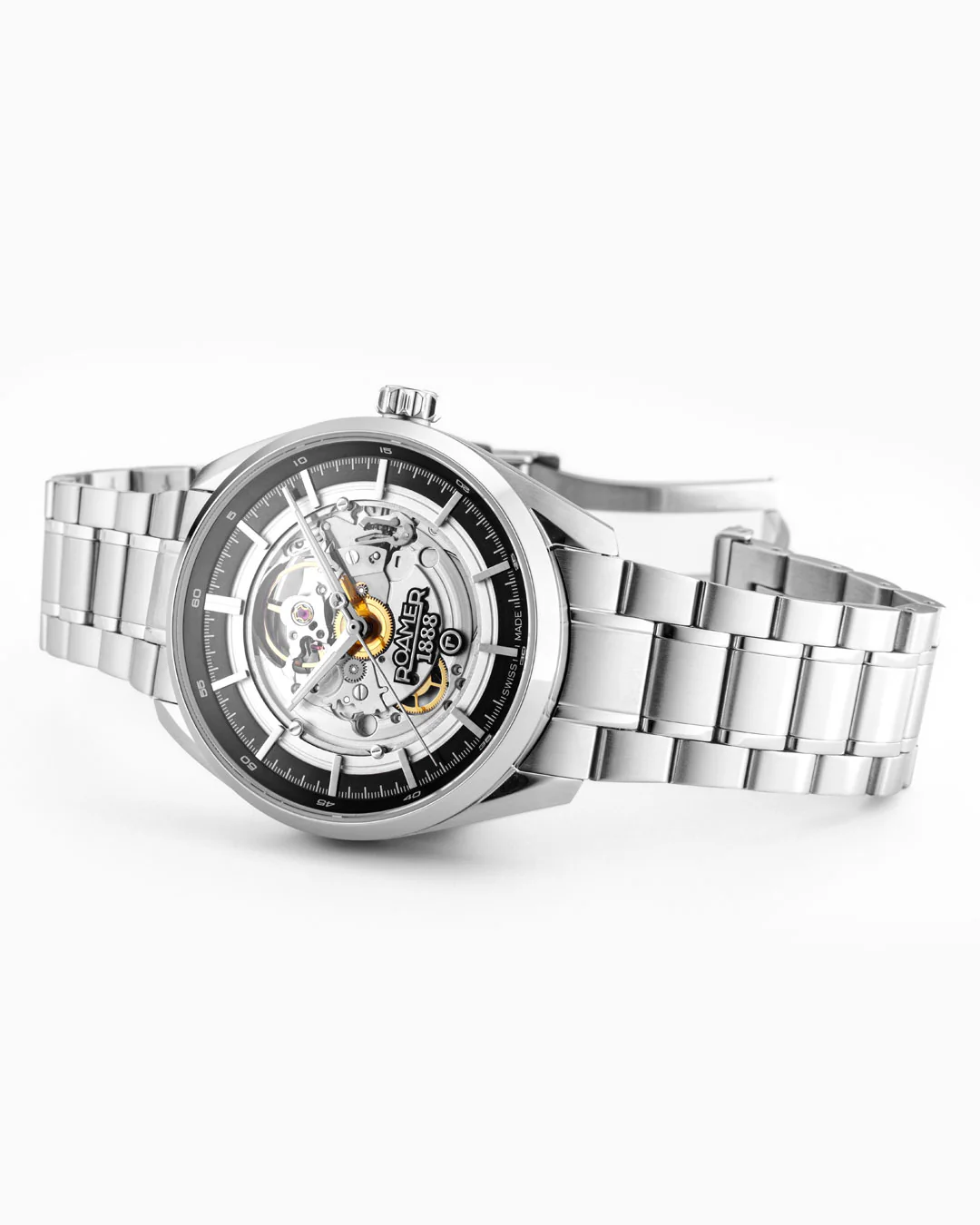 Pro Auto 42 mm Automatic Three-Hand Black Dial Silver Bracelet Sapphire glass Stainless Steel swiss watch