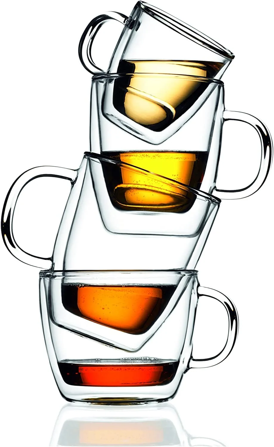 Bodum Bistro Double Wall Thermo-Glasses Coffee Mug Set, 15 Ounce, Clear (4-pack)