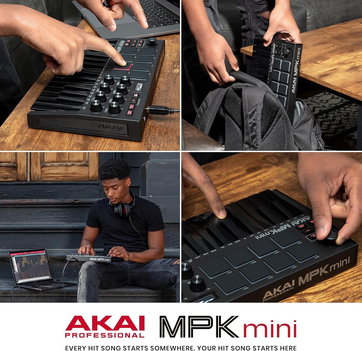 25 Key USB MIDI Keyboard Controller With 8 Backlit Drum Pads, 8 Knobs, Music Production Software and Native Instruments Sound Package (NKS Integration), Black