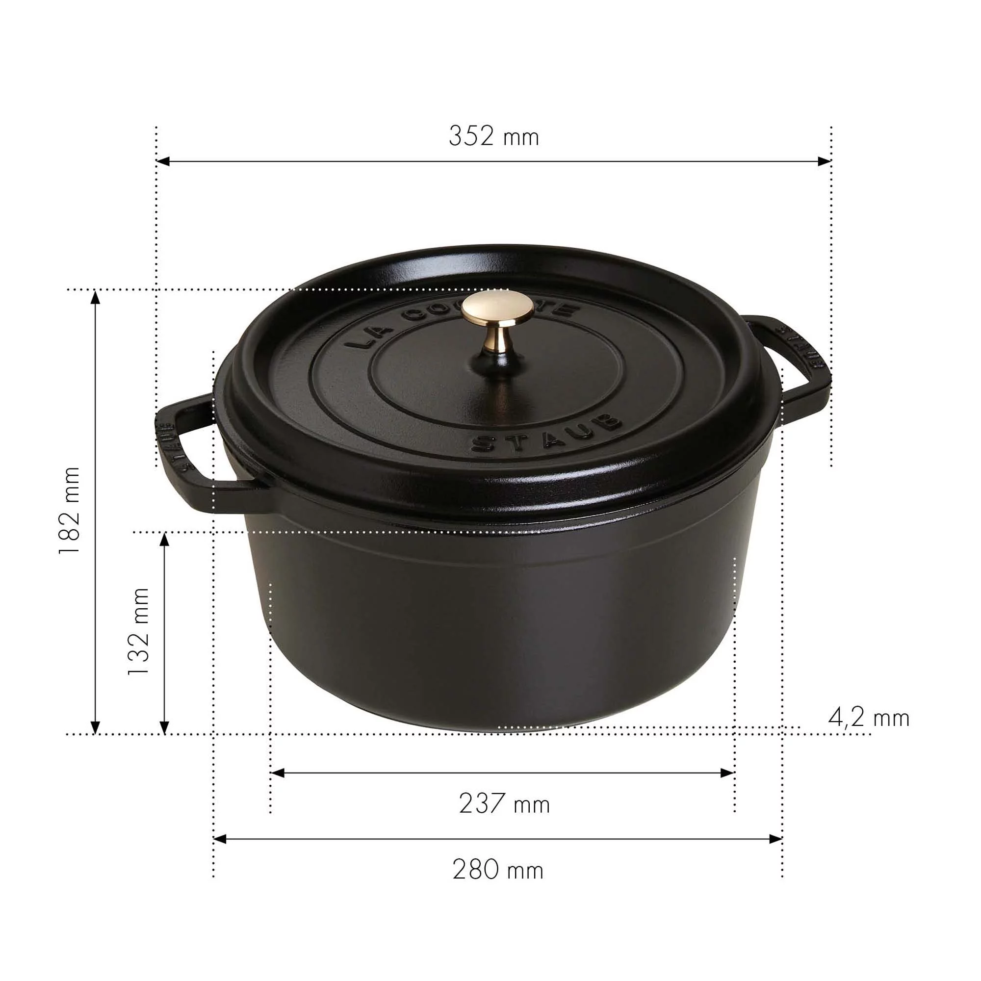 Staub Cast Iron 7-qt Round Cocotte - Black Matte