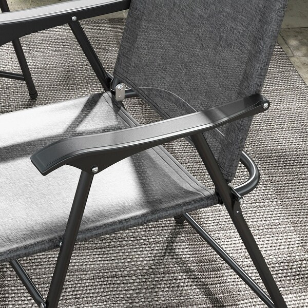 Outsunny Folding Patio Chairs,Set of 4 Camping Chairs with Armrests