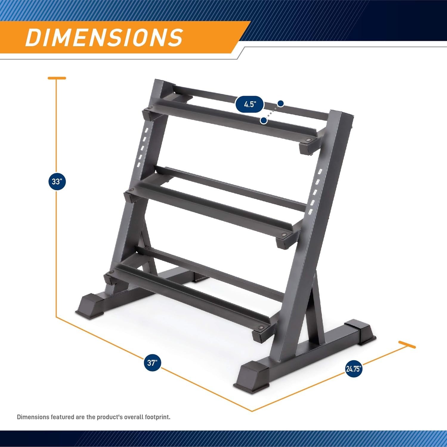 Weight Storage Organizer Racks for Dumbbells, Kettlebells, Weight Plates,Black 3-Tier DB Rack
