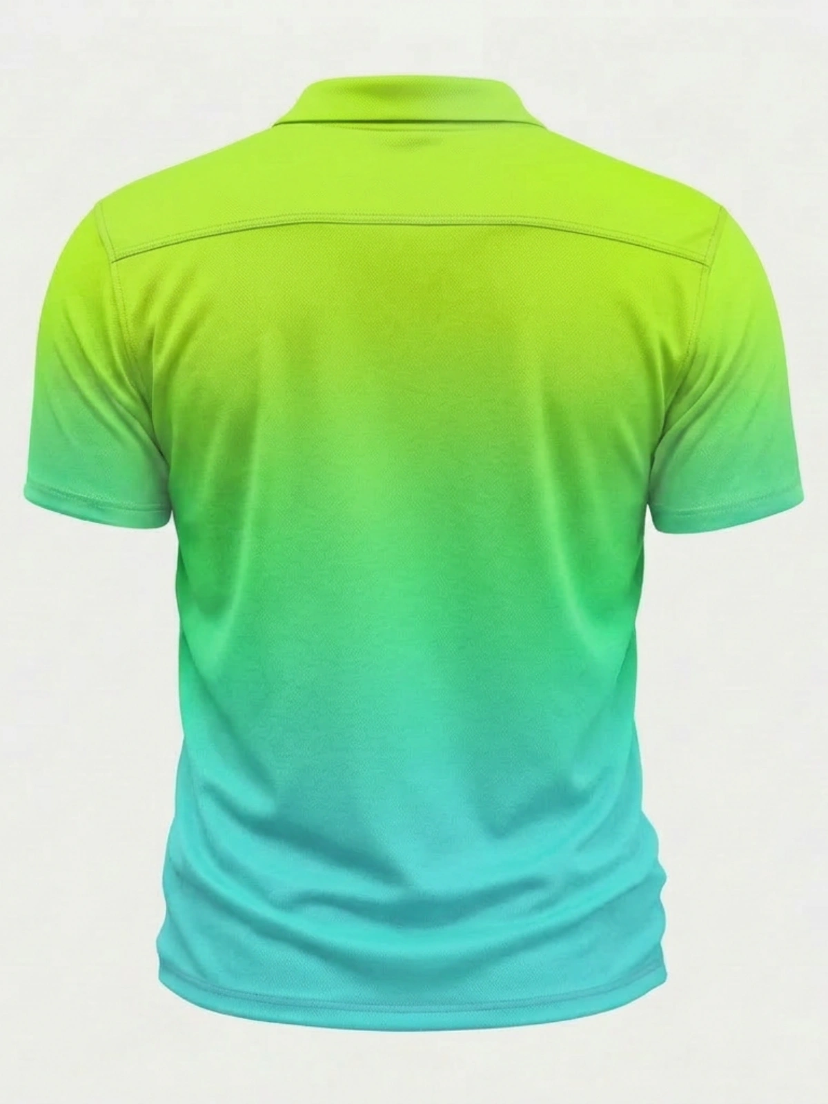 Moisture Wicking Golf Polo 3D Neon Green to Teal Ombre Gradient Button Short Sleeve Golf Polo Shirt