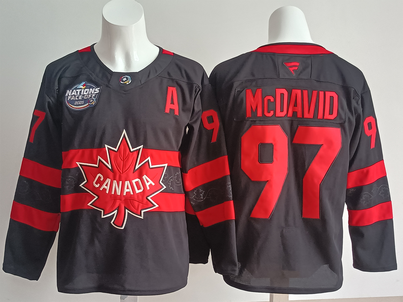 Men's Canada 2025 4 Nations Face-Off Connor McDavid #97 Fanatics Black Player Jersey