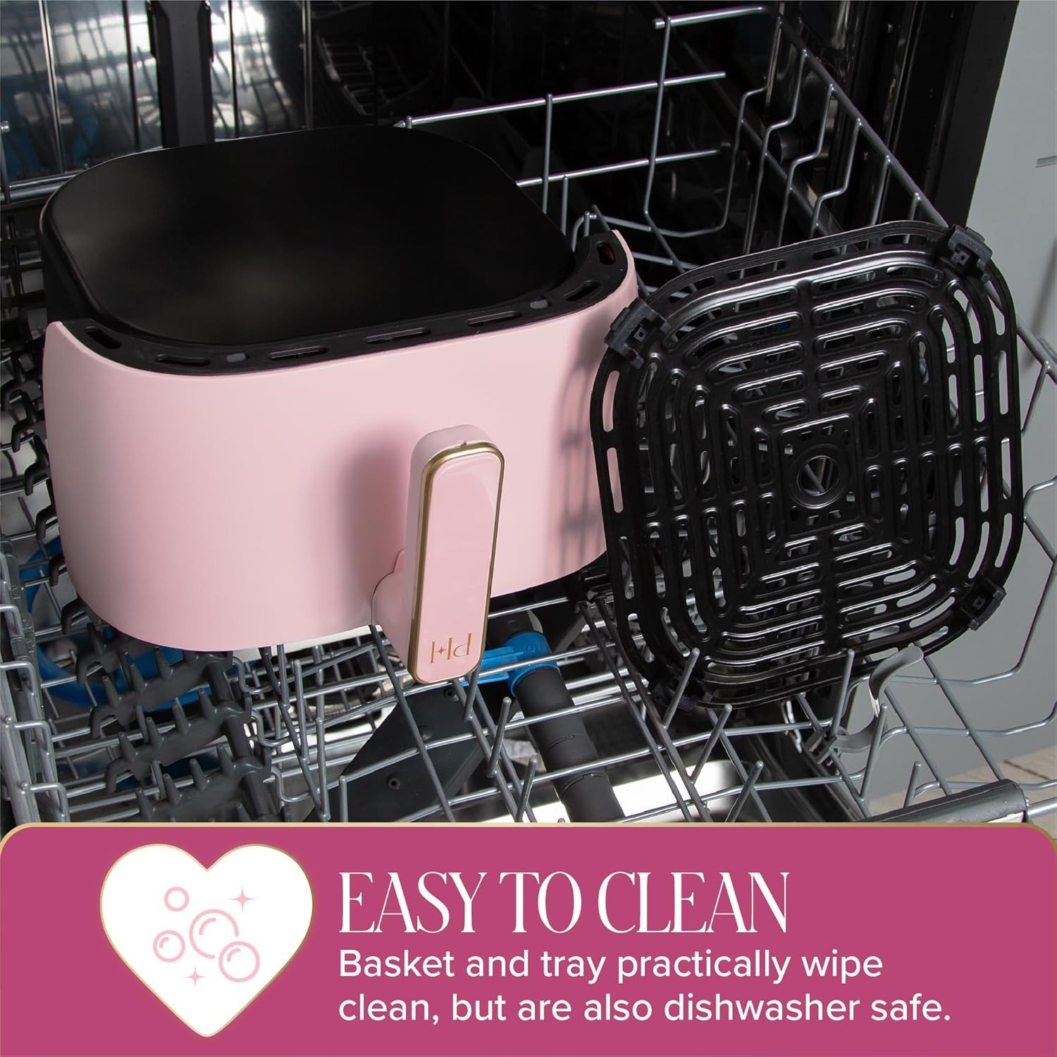 6QT 8-in-1 Air Fryer, PFAS-Free Nonstick, Illuminated Touchscreen, Pink Finish