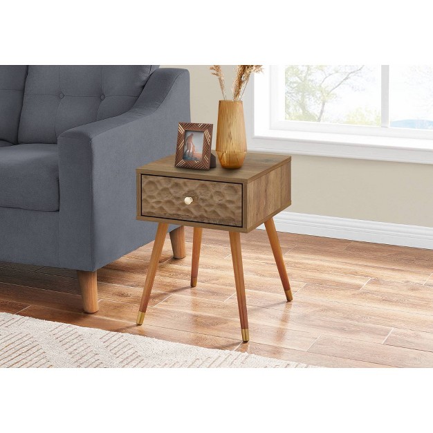 Mid century Modern Accent Table With Rippled Front Walnut gold Everyroom