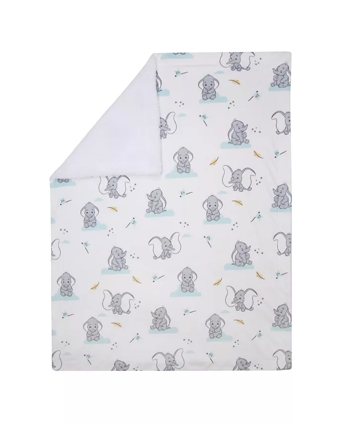 Lambs and Ivy Disney Baby Dumbo Elephant White Minky Fleece Sherpa Baby Blanket