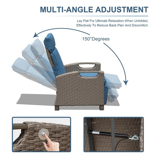 Patio Adjustable Recliner Chair with HandWoven Wicker