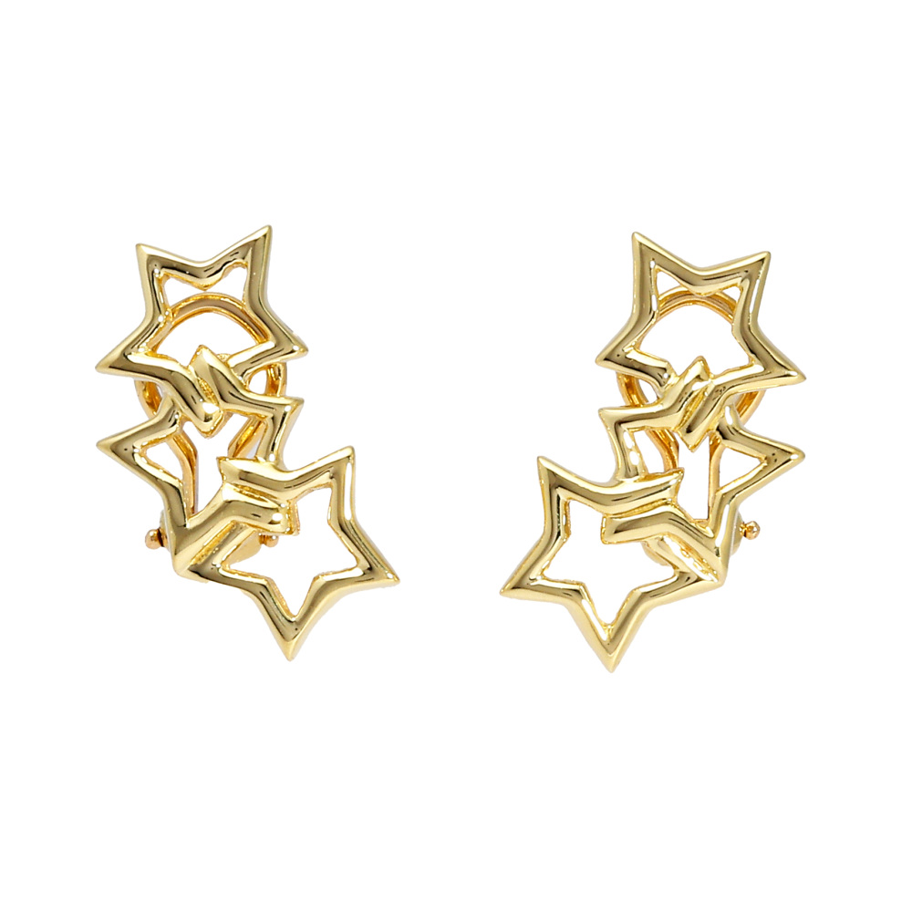 Tiffany & Co. Tiffany Triple Star K18YG Yellow Gold Earrings