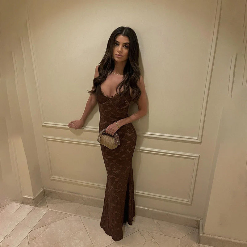 Mermaid Silhouette Lace Maxi DressClistos