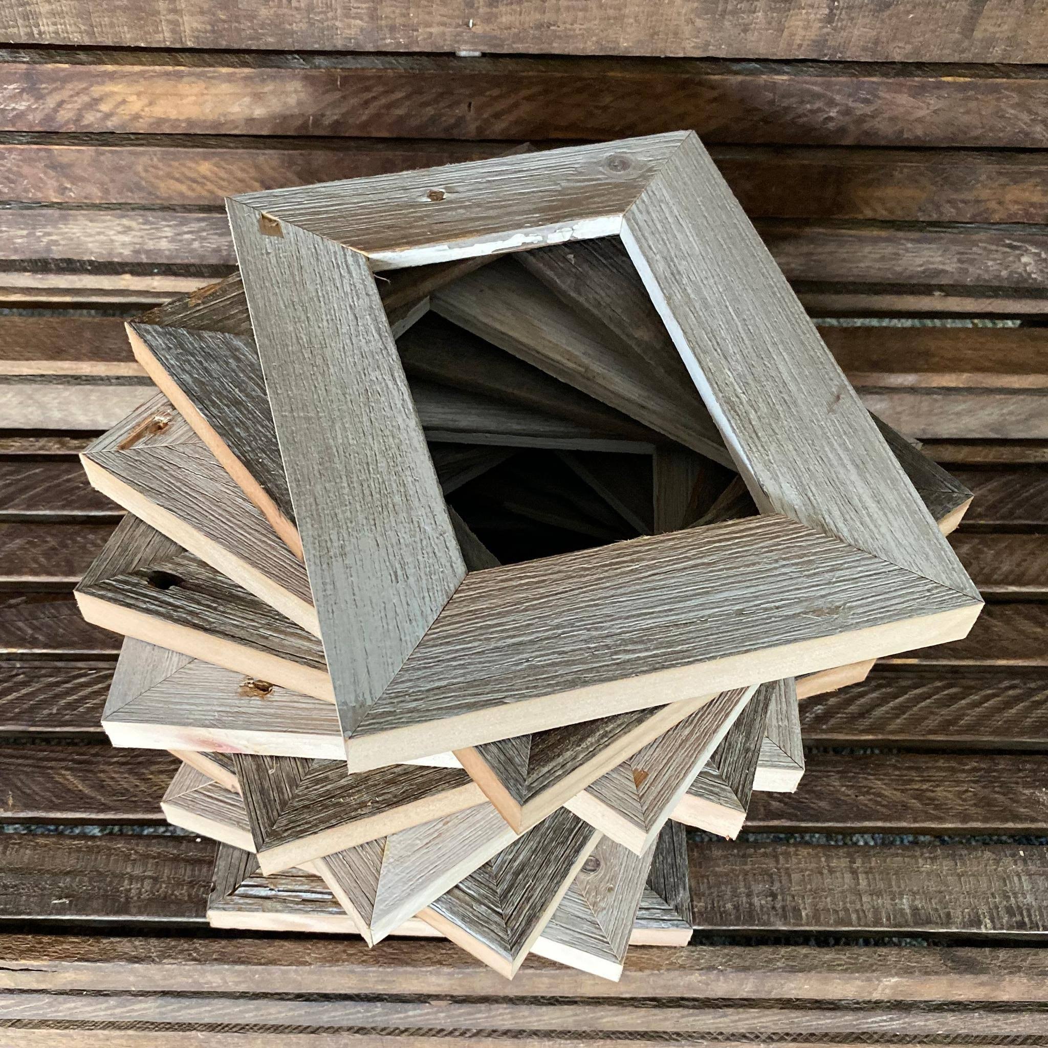 Coastal Dreams 2x22 Thick Reclaimed Wood Frame Weathered Grey / 14x22 x 14x22