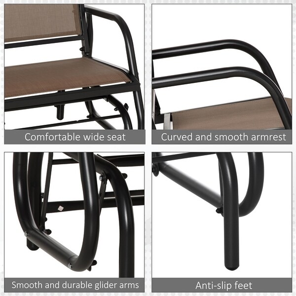 Outsunny Glider/Rocking Chair Set with Breathable Mesh Fabric,Curved Armrest