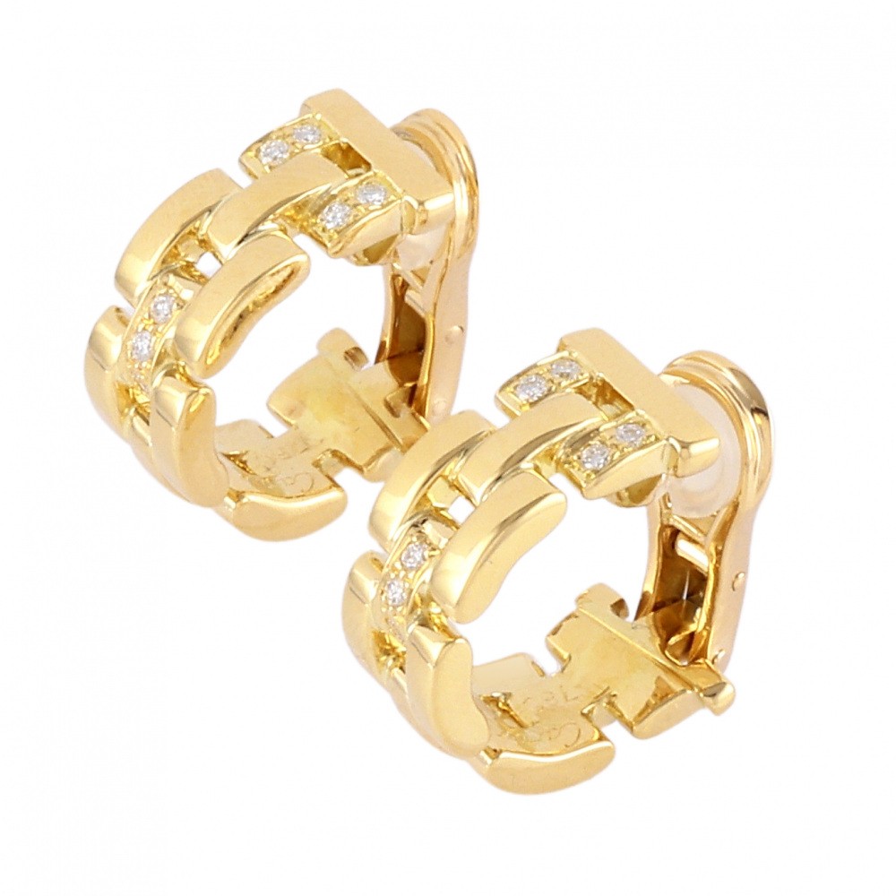 Cartier Mayon Pantale Earrings 18K Yellow Gold Diamond