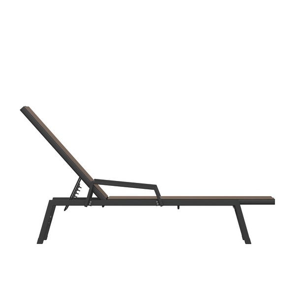 AllWeather Textilene Adjustable Chaise Lounge Chair with Arms