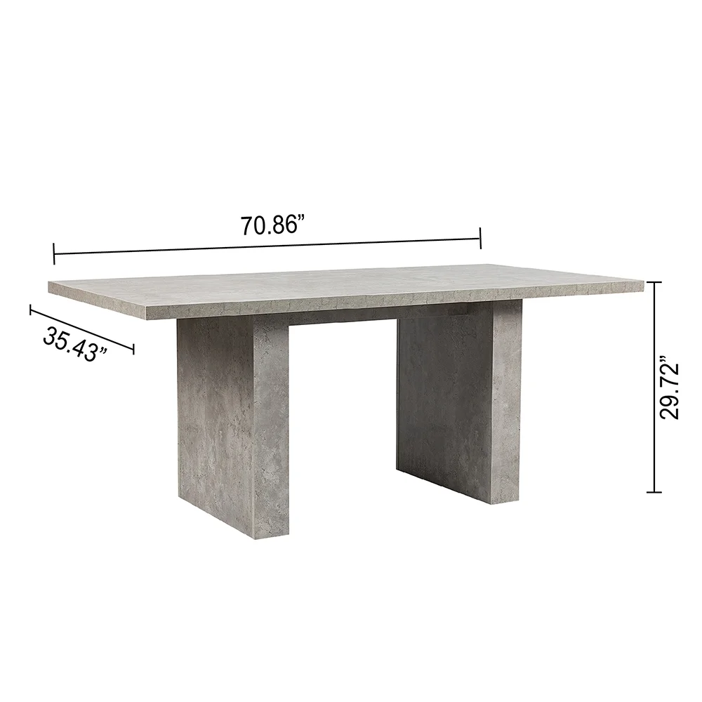Leejay 5 Piece Kitchen Table Set,Cement Rectangle Dining Table and Green Velvet Dining Chairs