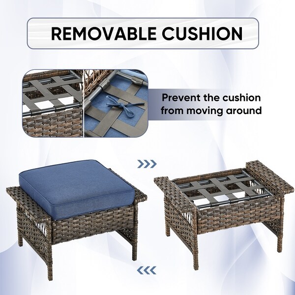 Patio Sofa with Club Chairs,Ottomans,Table