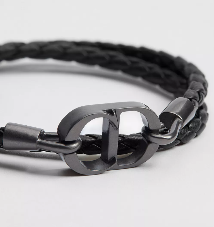 Dior CD Icon Braided Leather Double Bracelet
