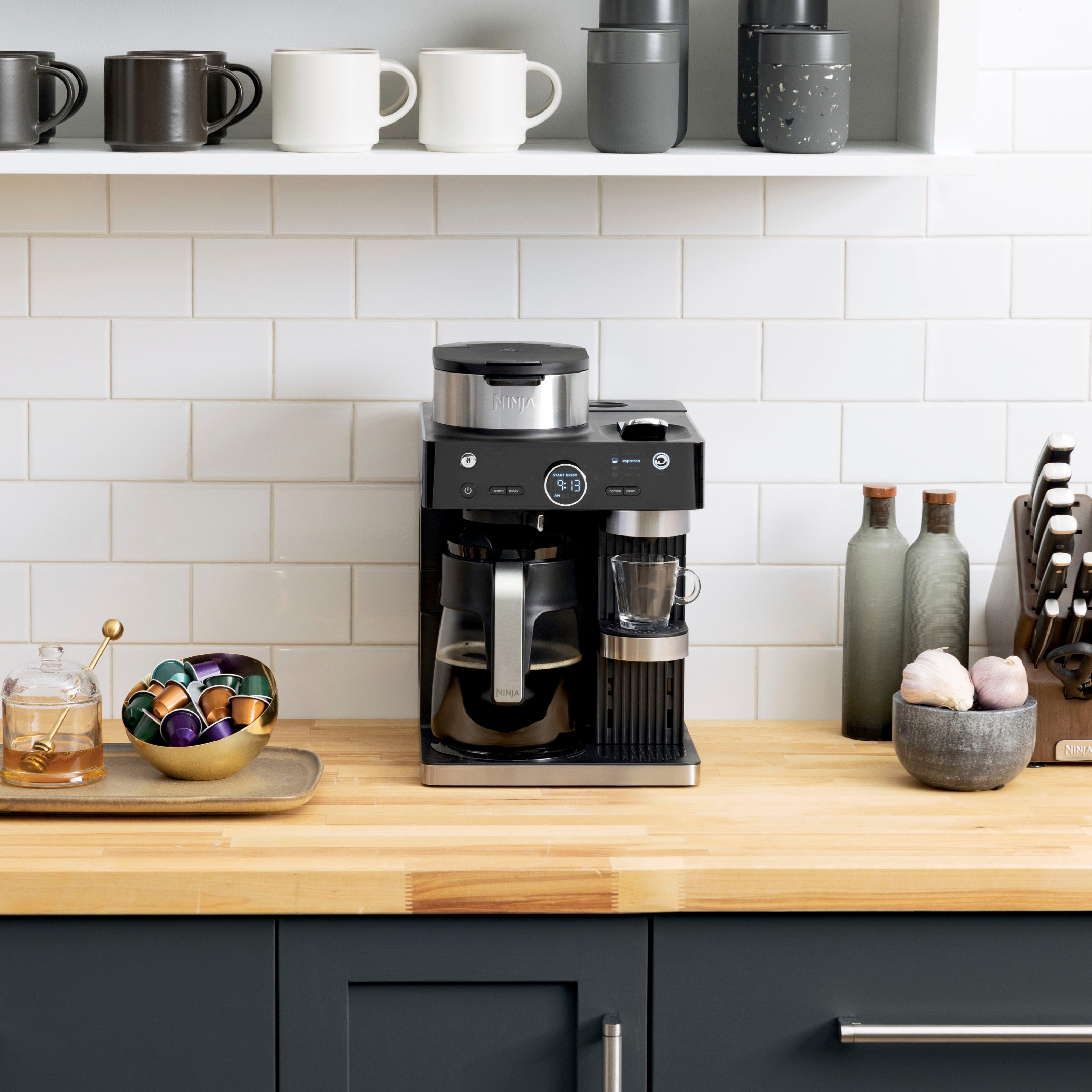 Ninja - Espresso & Coffee Barista System, Single Serve & Nespresso, with 12-Cup Carafe, 4 Styles with Ristretto - Black