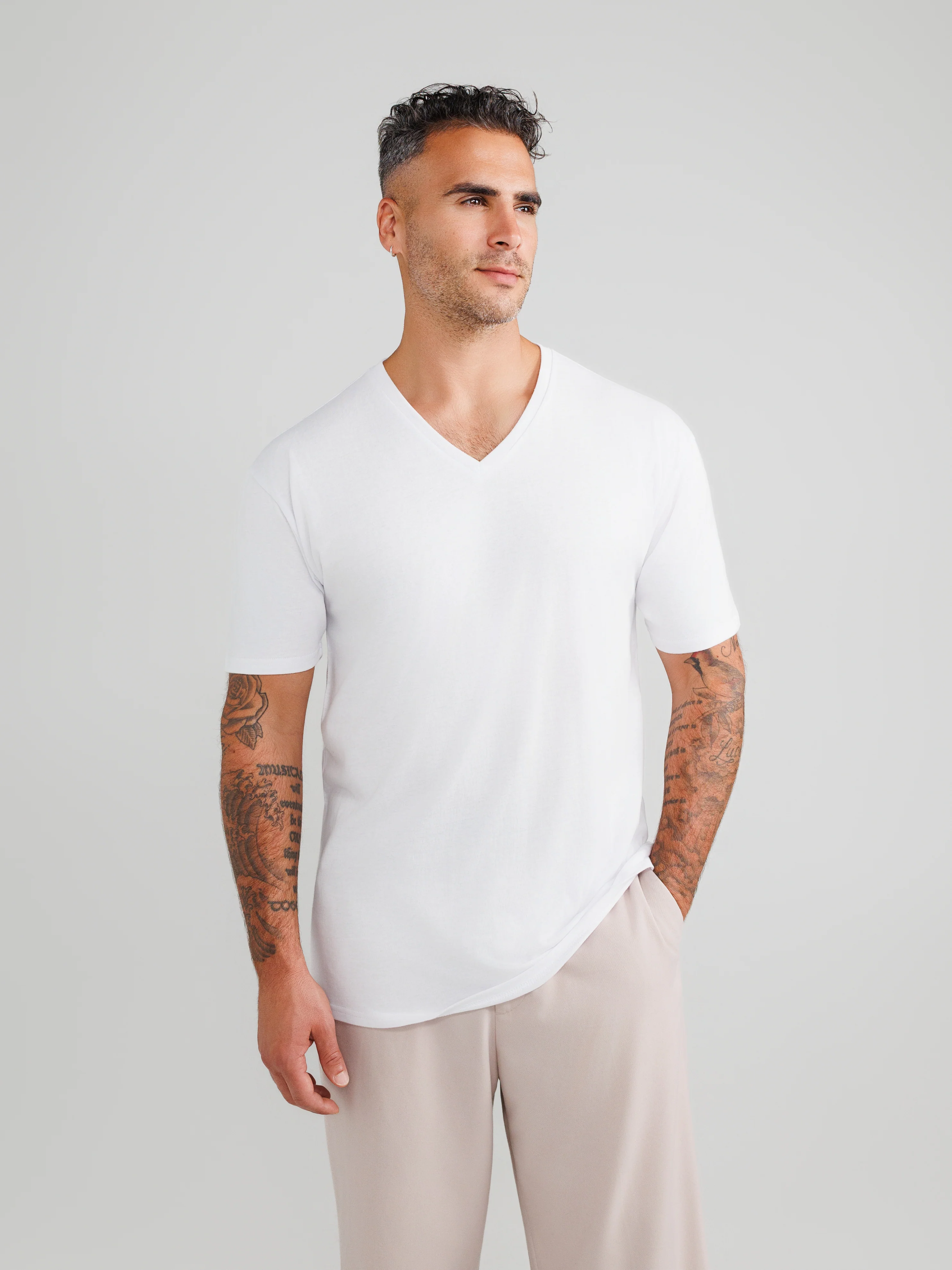 Weißes V-Ausschnitt 6er-Pack