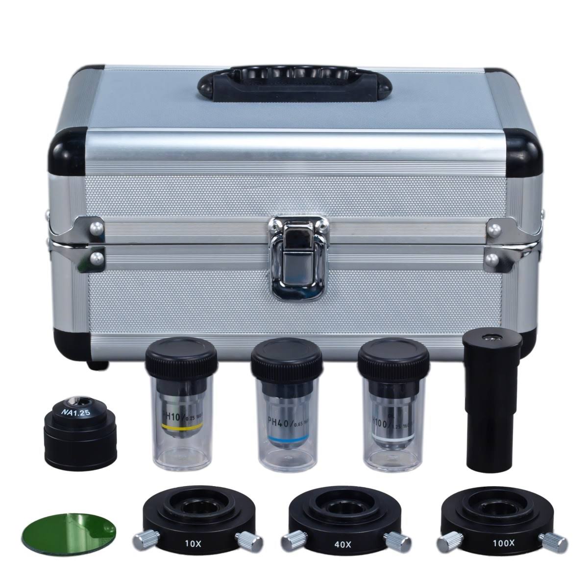 OMAX 40X-2000X Built-in 3MP Camera Binocular Compound Siedentopf LED Microscope with Phase Contrast Kit