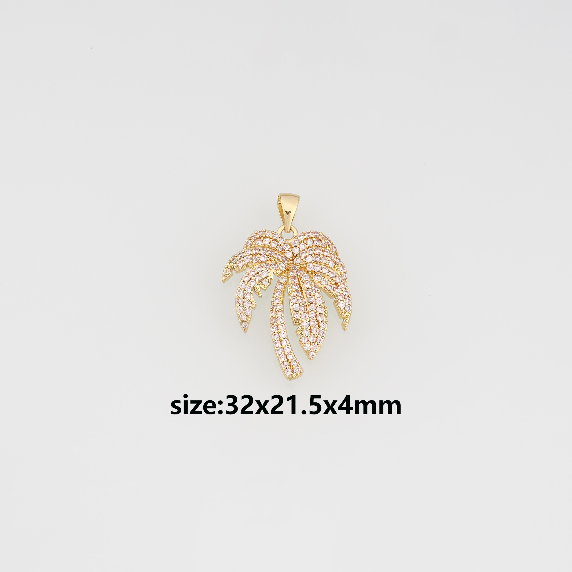 18K Gold Filled Coconut Tree Pendant,CZ Micro Pave Coconut Tree Charm Earrings Necklace for DIY Jewelry Making Supply