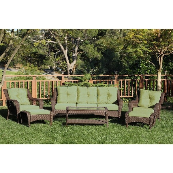 6piece Resin Wicker Patio Furniture Conversation Set with High Back